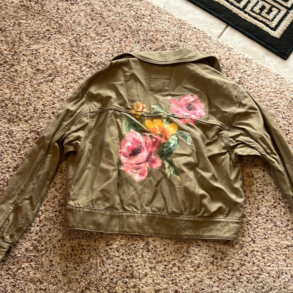 ONE OF A KIND painted floral cargo jacket